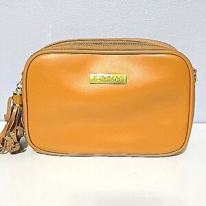 Joy & Iman Caramel  Crossbody Bag with Adjustable Strap  100% LEATHER NWOT